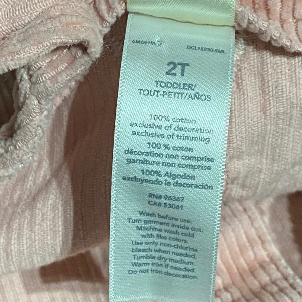 OshKosh B'gosh Pink Corduroy Overall Dress Toddler Girls Size 2T Pinafore Jumper